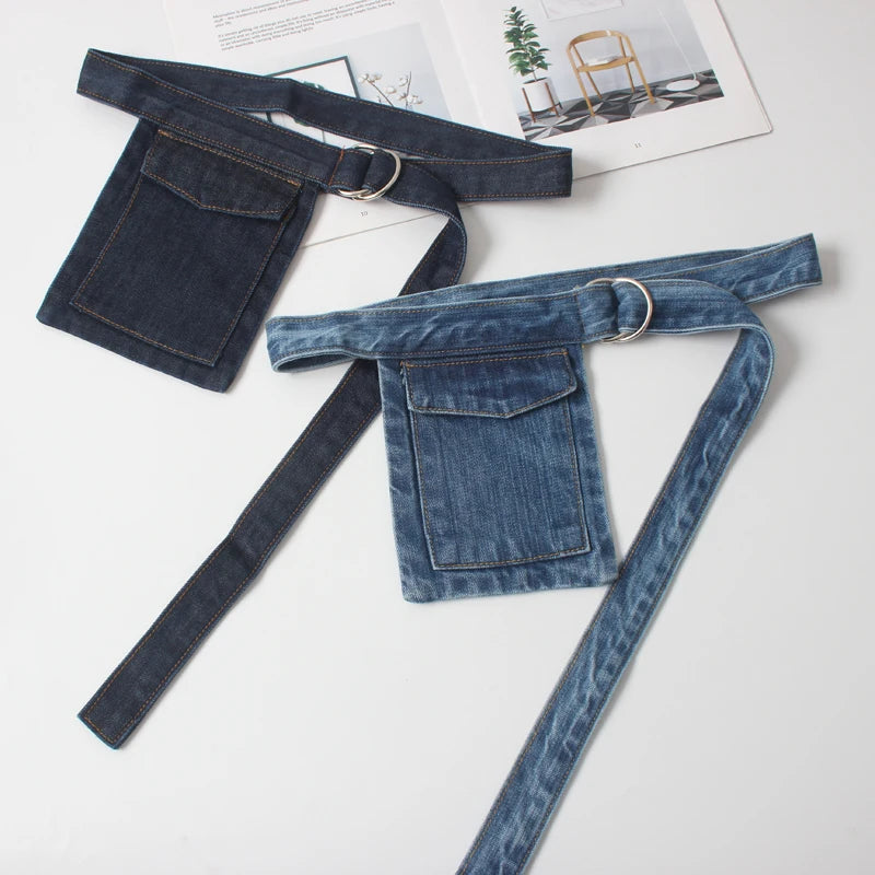 Denim Waist Pack Fanny Pack Women Casual Hip Bag Travel Money Phone Purse