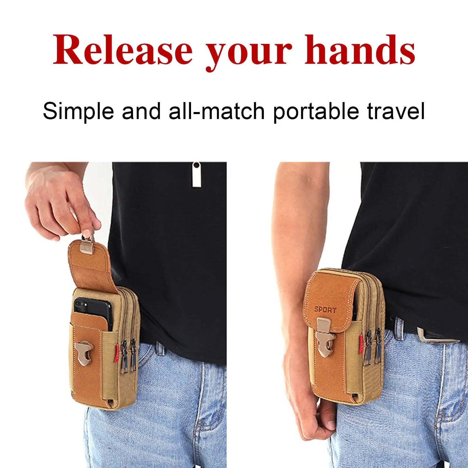 Waist Pack Men's Casual Bag Travel Purse Women Belt Zipper