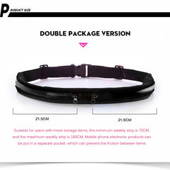 Waterproof Double Pocket Waist Hip Bag Adjustable Belt Bag