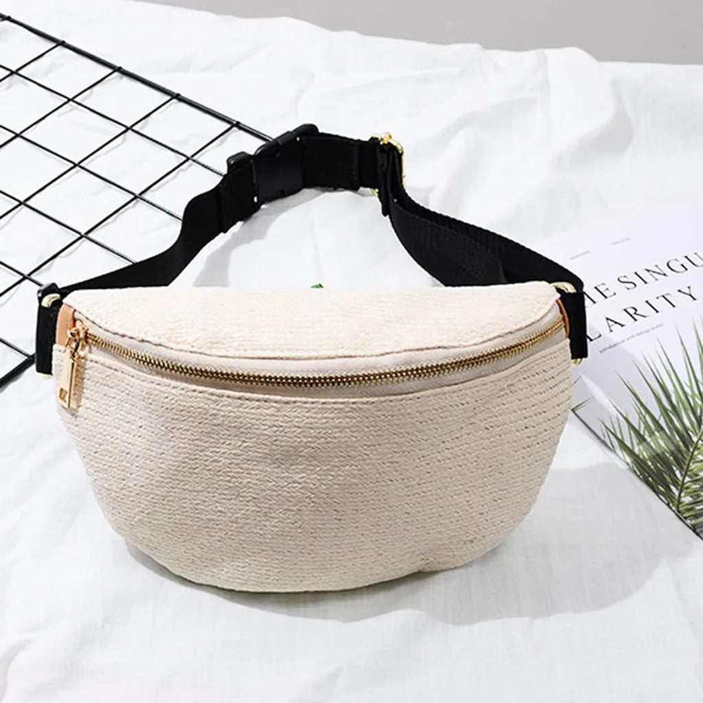 Retro Beach Pockets Travel Chest Bag Canvas Funny Pack Zipper Waist Bag