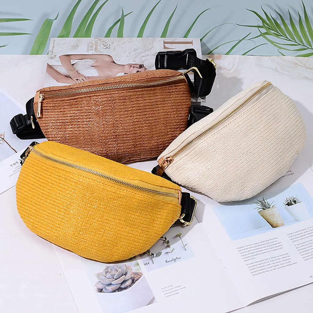 Retro Beach Pockets Travel Chest Bag Canvas Funny Pack Zipper Waist Bag