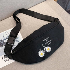 Men Gym Waist Pack Phone Bag, Crossbody Daisy Printing Tote Women Chest Bags