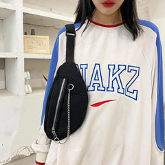Waist Packs Women Chain Harajuku College Couples School Hip-pop Canvas Bag