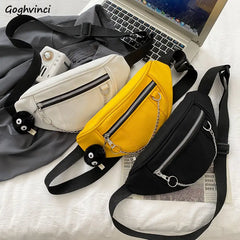 Waist Packs Women Chain Harajuku College Couples School Hip-pop Canvas Bag