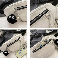 Waist Packs Women Chain Harajuku College Couples School Hip-pop Canvas Bag