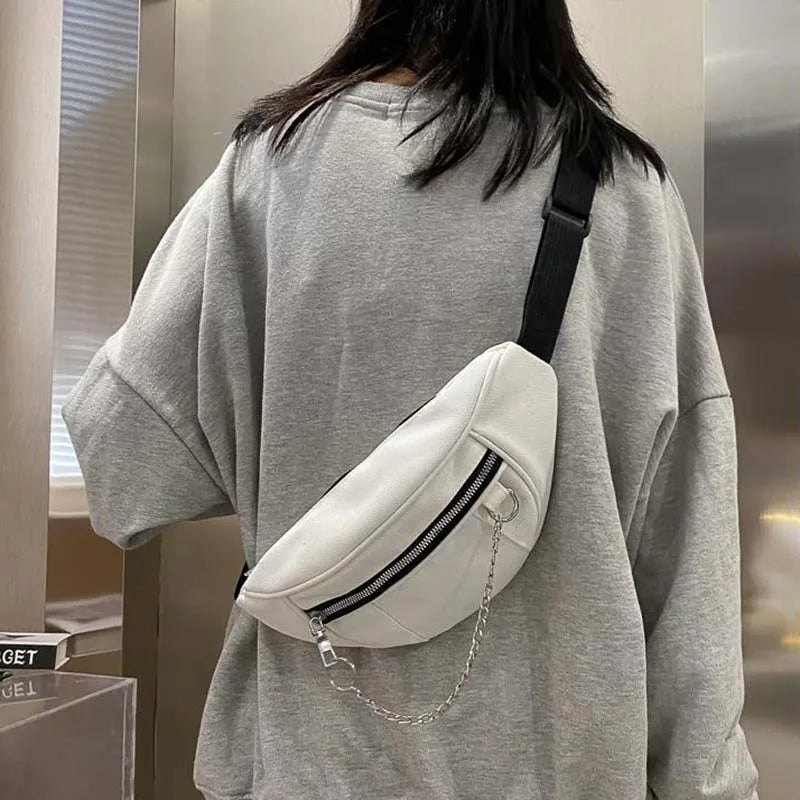 Waist Packs Women Chain Harajuku College Couples School Hip-pop Canvas Bag