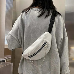 Waist Packs Women Chain Harajuku College Couples School Hip-pop Canvas Bag