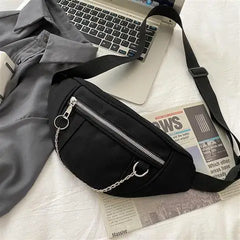 Waist Packs Women Chain Harajuku College Couples School Hip-pop Canvas Bag