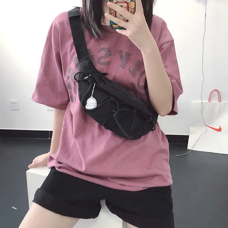 Harajuku Japanese Style Student Cross Body Nylon Bag Fanny Pack Ulzzang