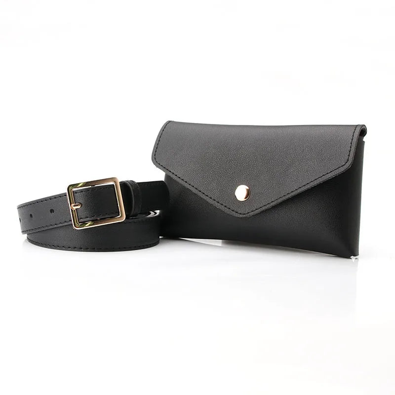 Women Leather PU Adjustable Waist Pack Phone Pouch