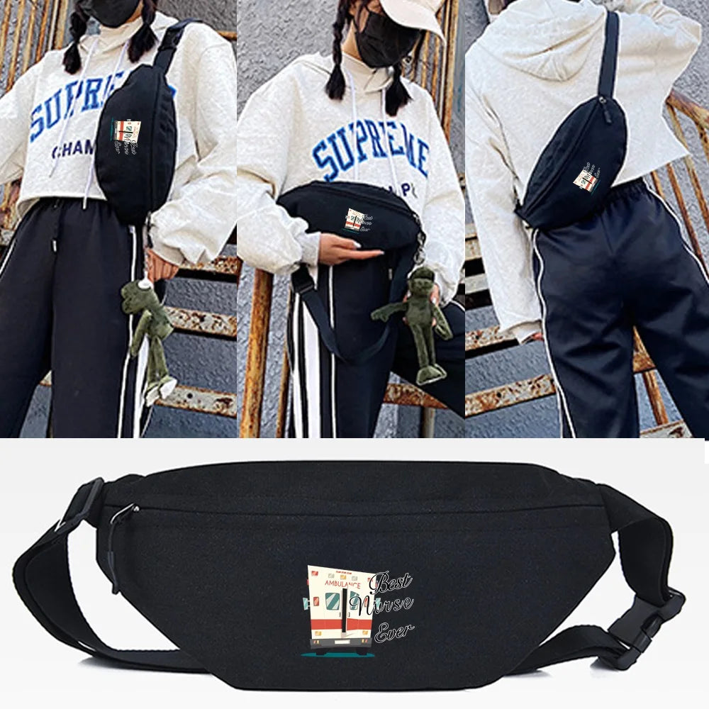 Wine Glass Printed Chest Bag Women Waist Pack