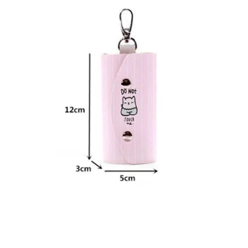 Cartoon Animal Print Key Case Snap Pouch Keychain Waist Padlock Key W