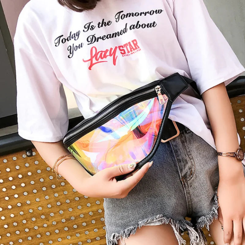 Transparent Waist Bag Hologram Beach Travel Women Belt Bag