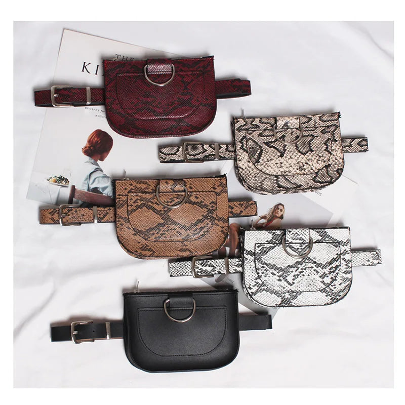 Waist Bag Snake Skin Waist Belt High Female Purse