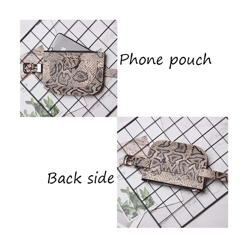 Waist Bag Snake Skin Waist Belt High Female Purse