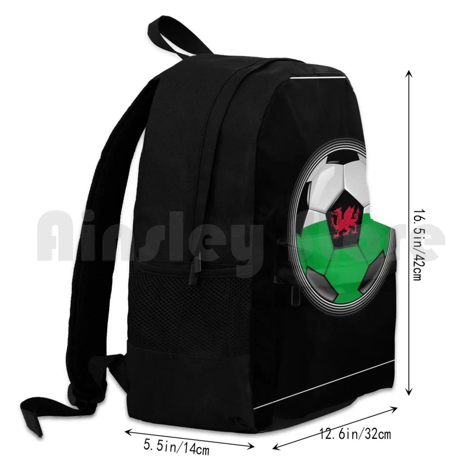 Wales Welsh Flag Football Soccer Outdoor Hiking Backpack Waterproof