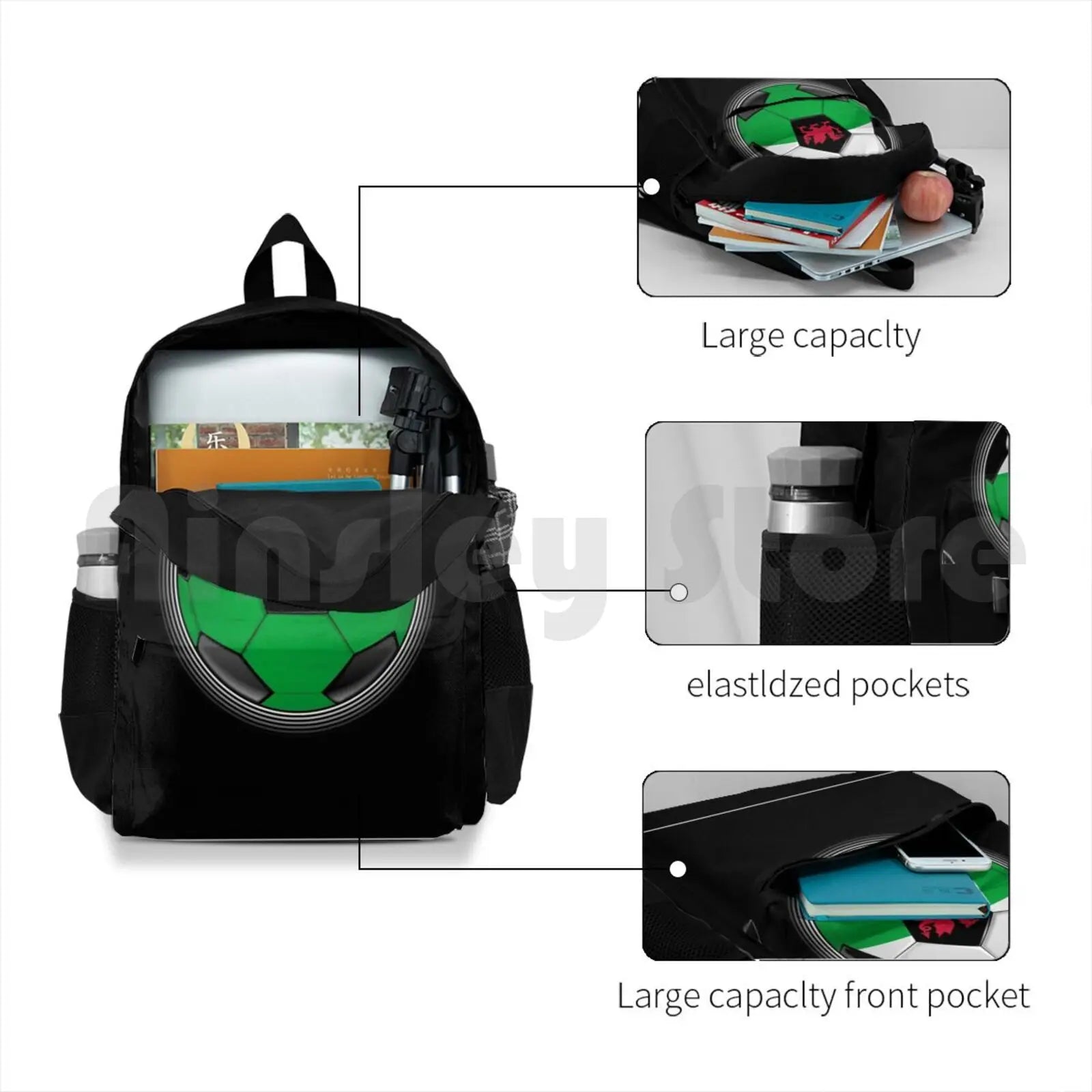 Wales Welsh Flag Football Soccer Outdoor Hiking Backpack Waterproof