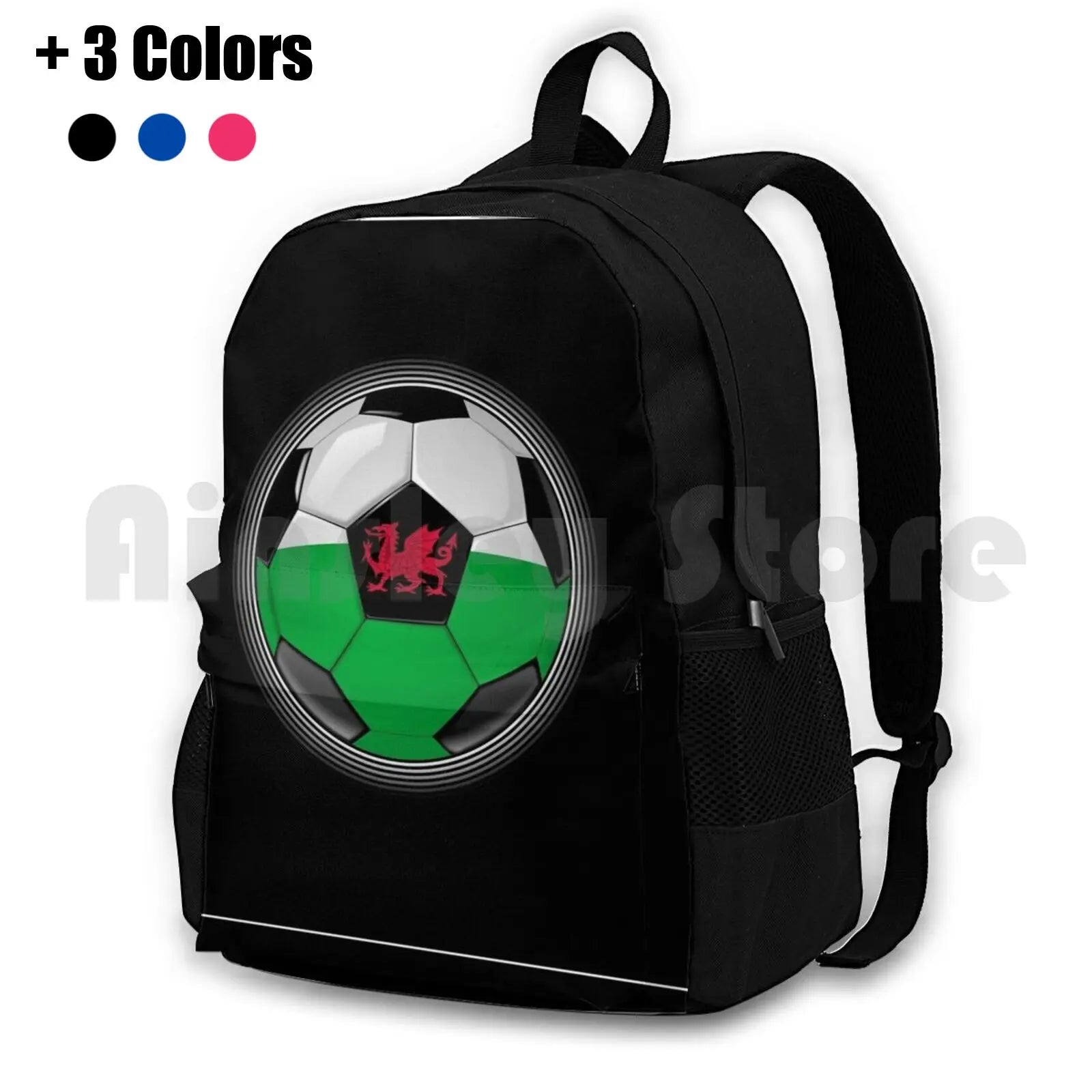 Wales Welsh Flag Football Soccer Outdoor Hiking Backpack Waterproof