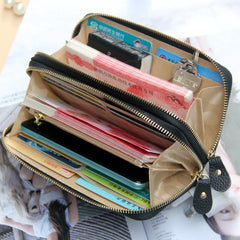 Green Leather Women's Wallet Handbag Purse Large Capacity Zipper