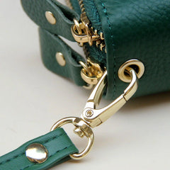 Green Leather Women's Wallet Handbag Purse Large Capacity Zipper