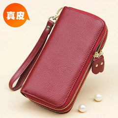 Green Leather Women's Wallet Handbag Purse Large Capacity Zipper