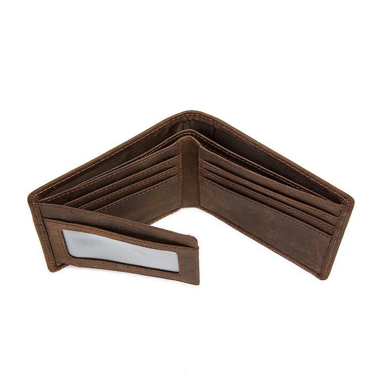 Retro Cow Leather Men's Short Wallet 2 Fold