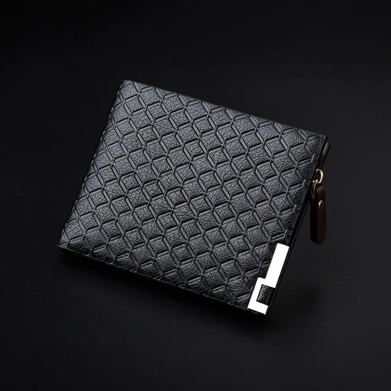 Men's Short Leather Wallet Retro Small Zipper Slim Man Purse