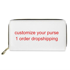 Pug Dog Print Zipper Travel Purse Woman Long Money Storage Bags
