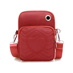 Women Heart Wallet PU Mobile Phone Clutch Shoulder Bag Ladies Purse