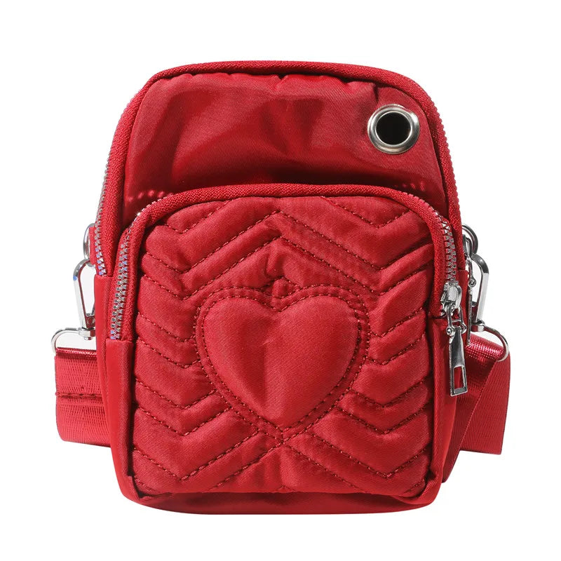 Women Heart PU Phone Clutch Shoulder Bag Ladies Purse Messenger Bags