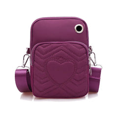 Women Heart PU Phone Clutch Shoulder Bag Ladies Purse Messenger Bags