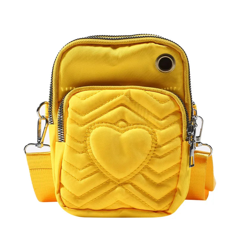 Women Heart Wallet PU Mobile Phone Clutch Shoulder Bag Ladies Purse