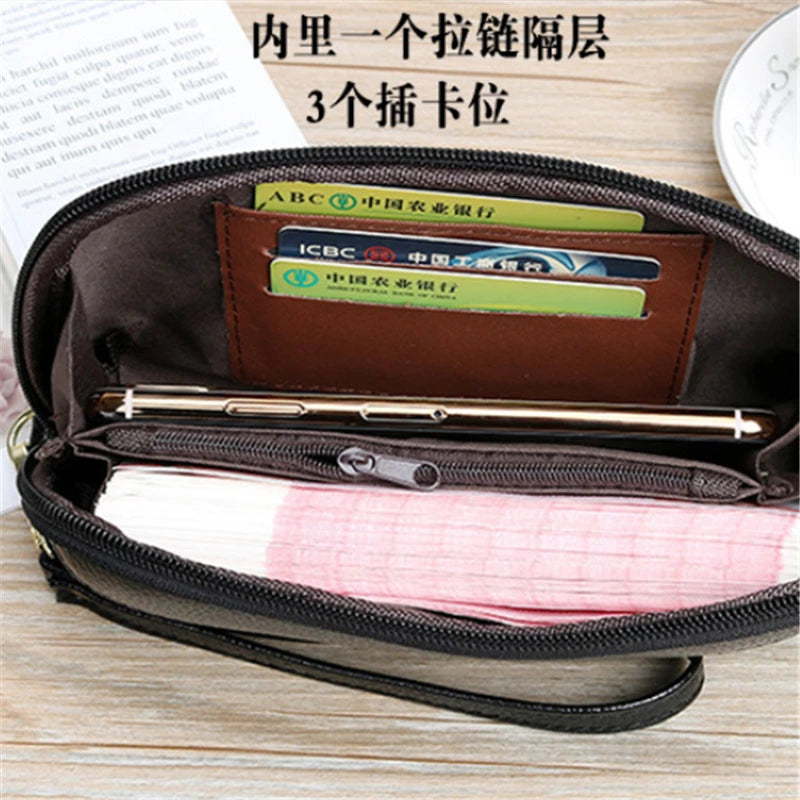 Women Zipper Wallet PU Leather Long Purse Cellphone Bag