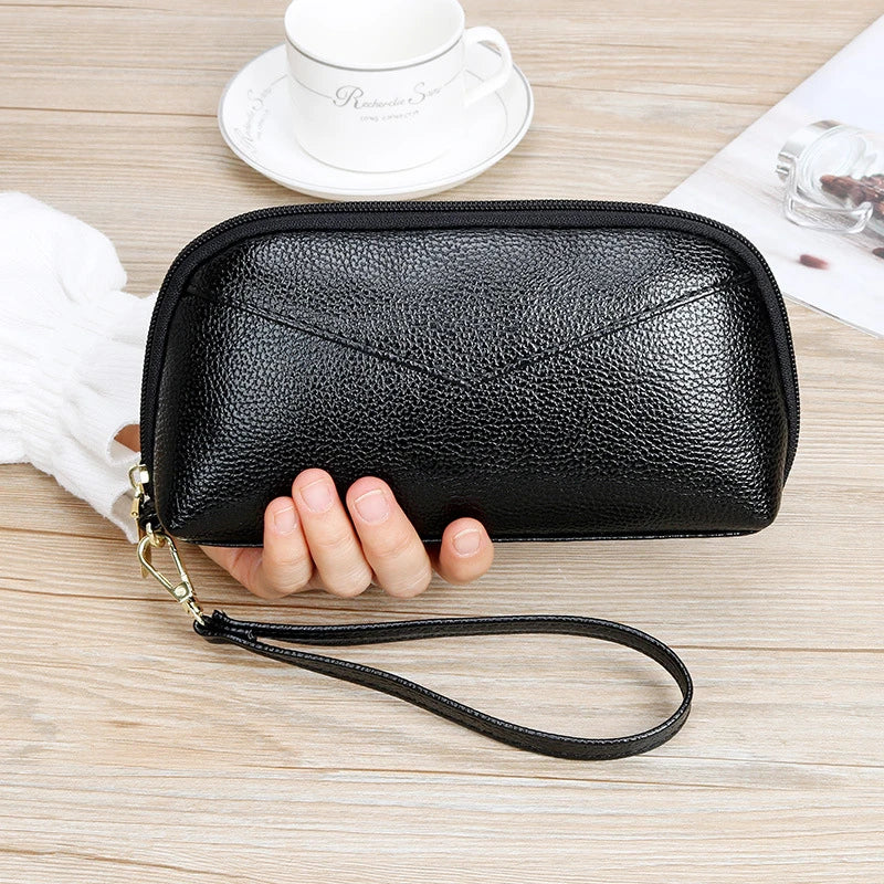 Women Zipper Wallet PU Leather Long Purse Cellphone Bag