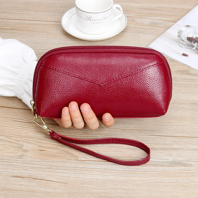 Women Zipper Wallet PU Leather Long Purse Cellphone Bag