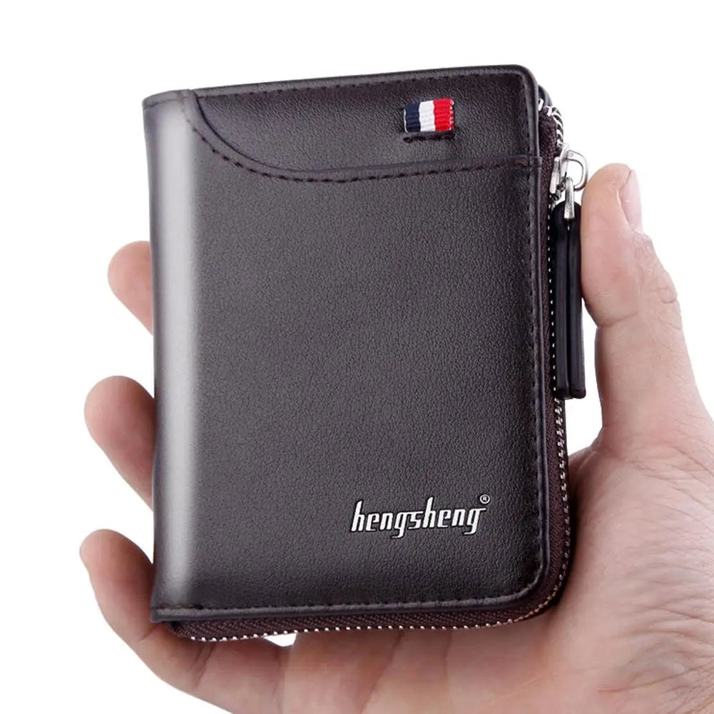 Men's Short Casual Wallet with Zipper Coins Bag