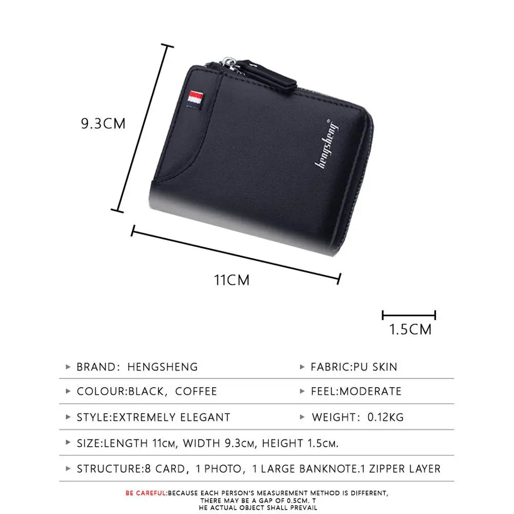 Men's Short Casual Wallet with Zipper Coins Bag