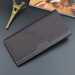 Men Long Wallet Trifold Leather Billetera Hombre