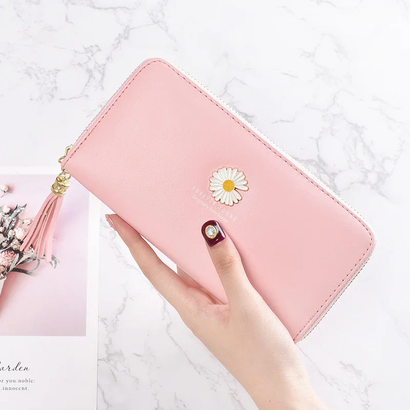 Women's Little Daisy Long Wallet with Wrist Band