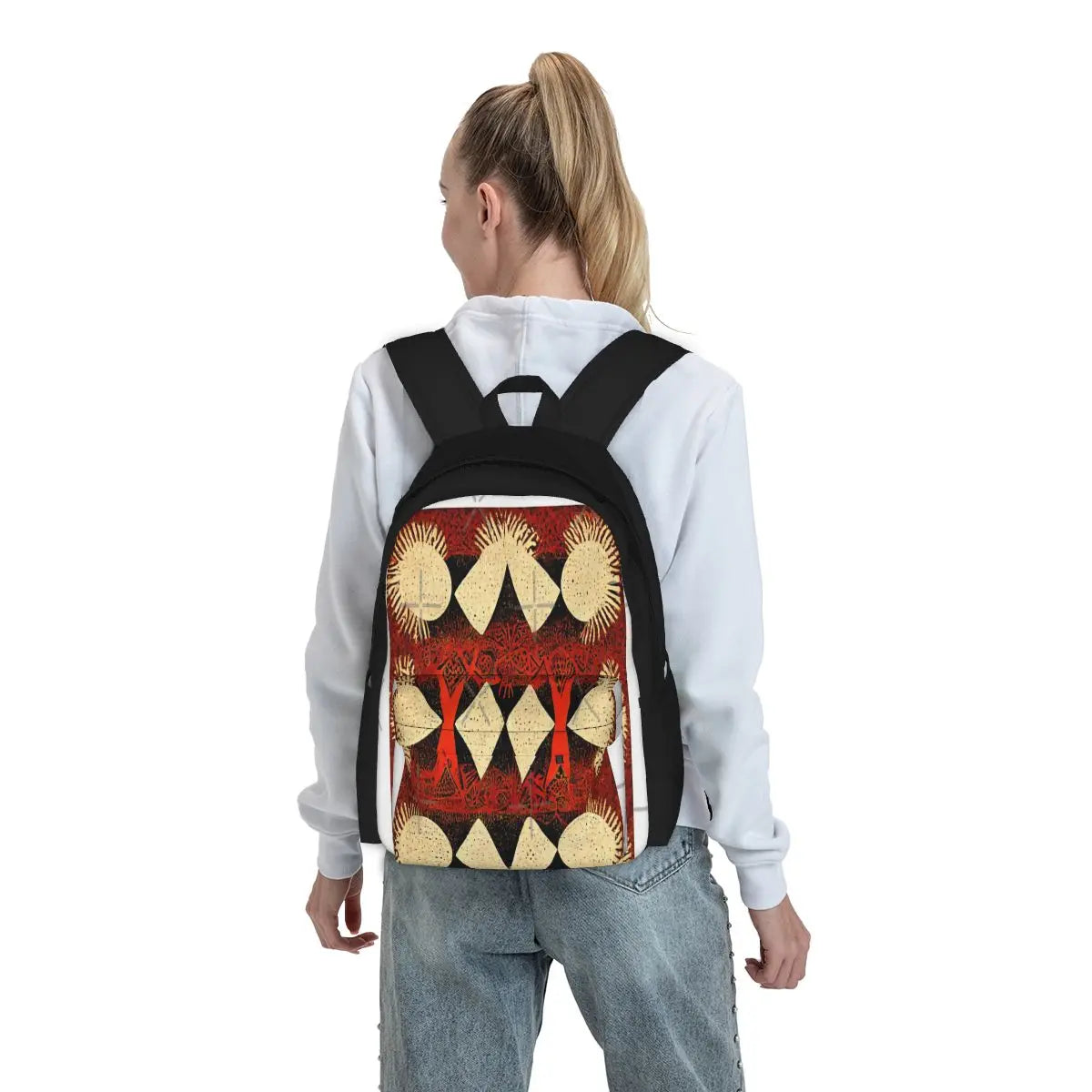 Warli Art Backpack with Zipper for Men & Women