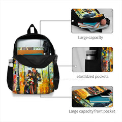 Warm Night College Student Backpack Romantic Hug Couple