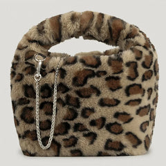 Warm Winter Faux Fur Shoulder Bag for Women Soft Plush Lady Handbag