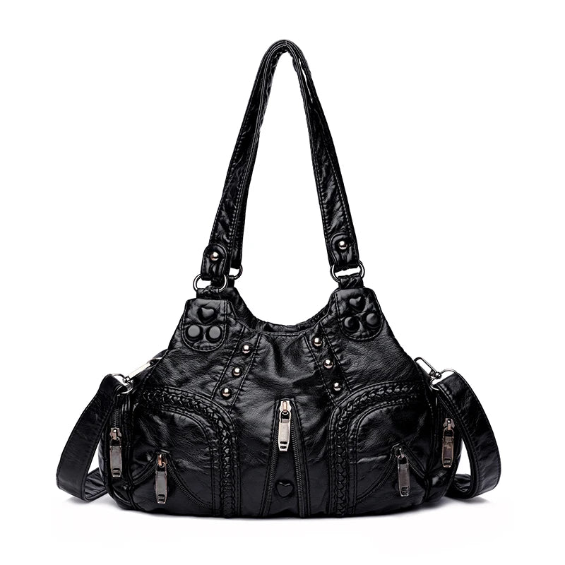Rivet Weave Crossbody Bag Vintage Large Handbag Female Travel Totes