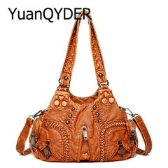 Rivet Weave Crossbody Bag Vintage Large Handbag Female Travel Totes