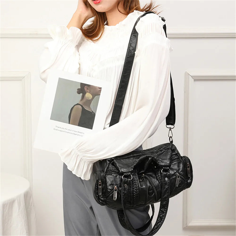 Rivet Weave Crossbody Bag Vintage Large Handbag Female Travel Totes