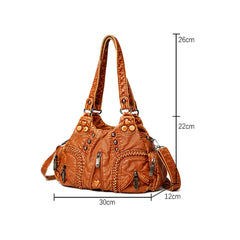 Rivet Weave Crossbody Bag Vintage Large Handbag Female Travel Totes