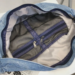 Denim Messenger Bag Women's Large Capacity Shoulder Purse Chest Bag