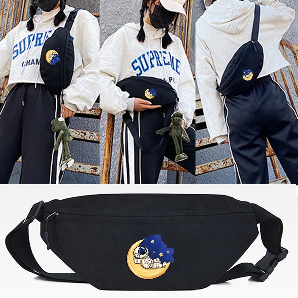 Moon Printing Waist Bags Wallet Casual Large Phone Belt Bag