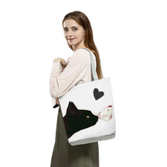 Watercolor Cat Print Tote Bag - Womens Reusable Shopping Handbag