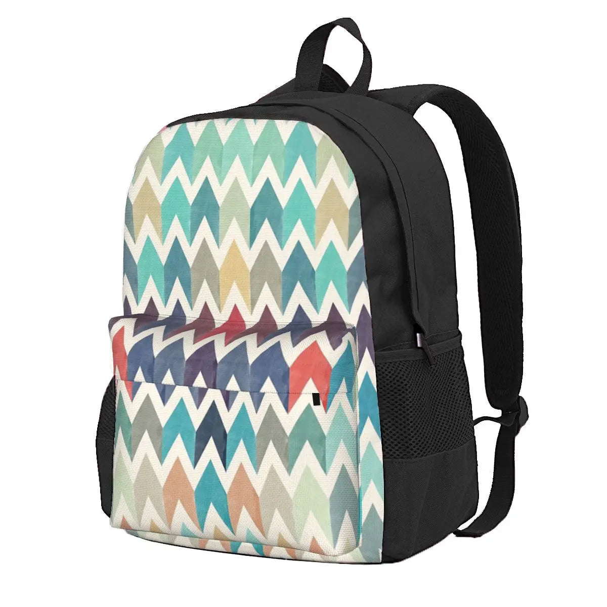 Watercolor Chevron Pattern Backpacks Men Women Manga Bags